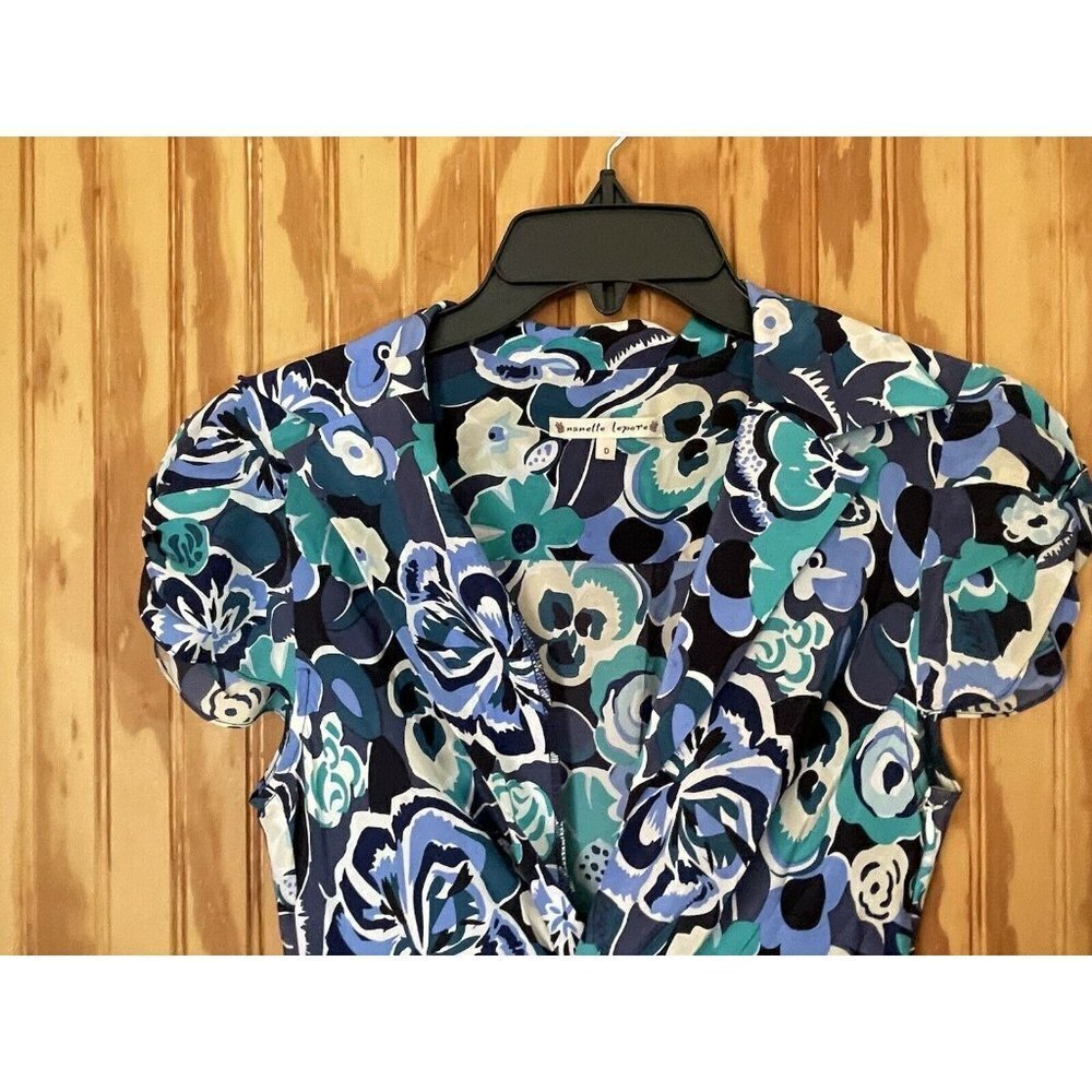 Nanette Lepore Womens Green & Blue Floral‎ Embroidered Sleeveless Dress 0 SILK - Picture 3 of 9